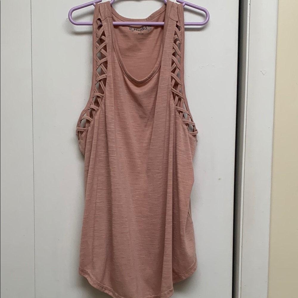 Pink Sleeveless Top with Lattice Detail